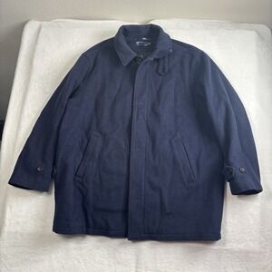 VTG Polo Ralph Lauren Blue LS Full Zip Wool Walking Coat Mens 2XL Stains